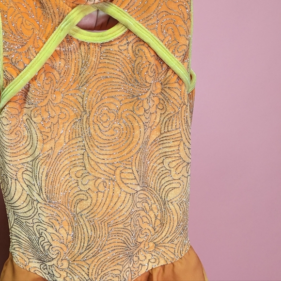 Beautiful Yellow/Orange Youth Skating Dress Size 12/14 Youth Jerry's Skating Wo - Picture 7 of 14